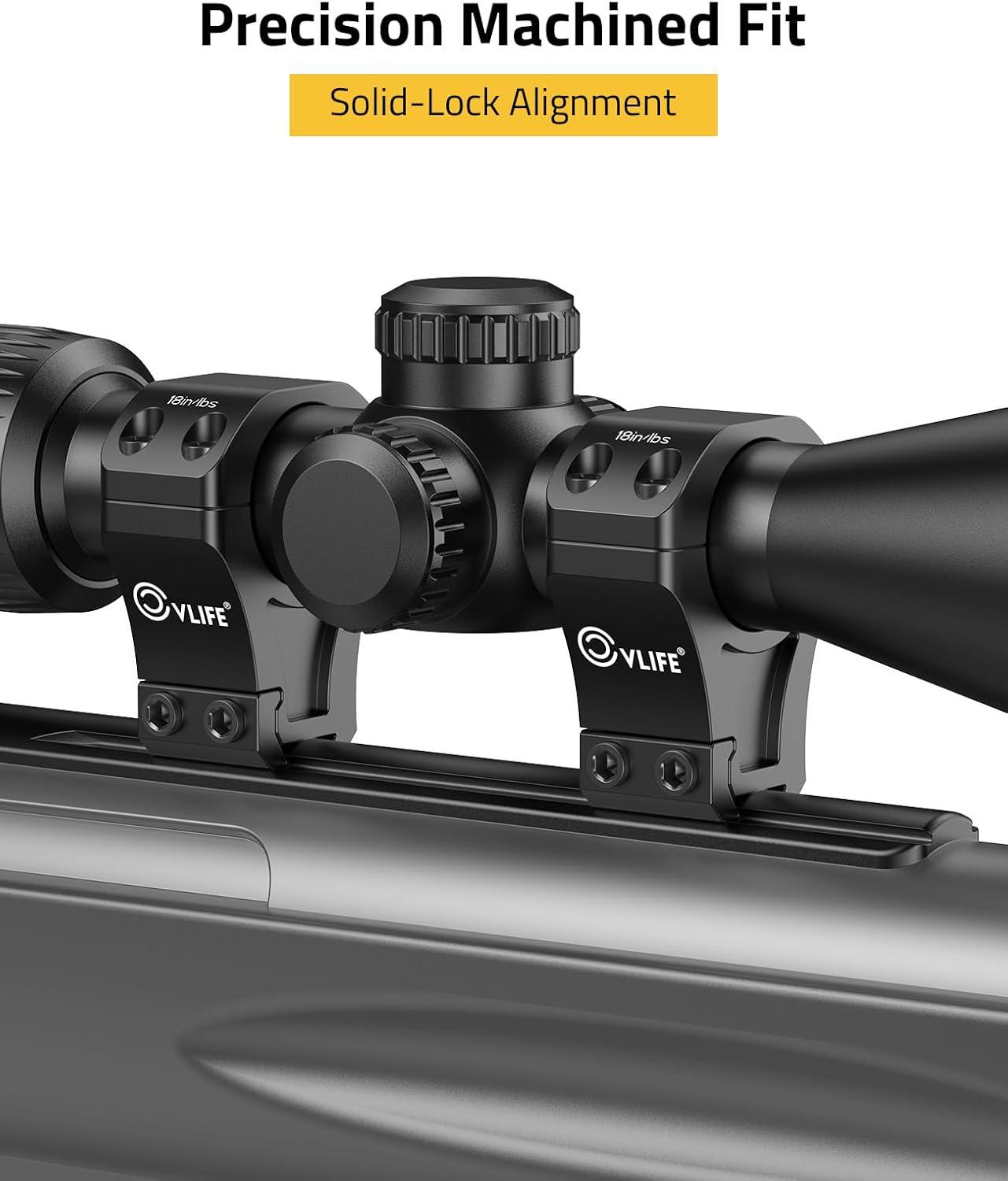 image:imageCVLIFE Precision 1 Inch Dovetail Scope Rings with 1 Stop Pin Fit 11mm and 38 inch Dovetail Rail 2 PiecesHigh