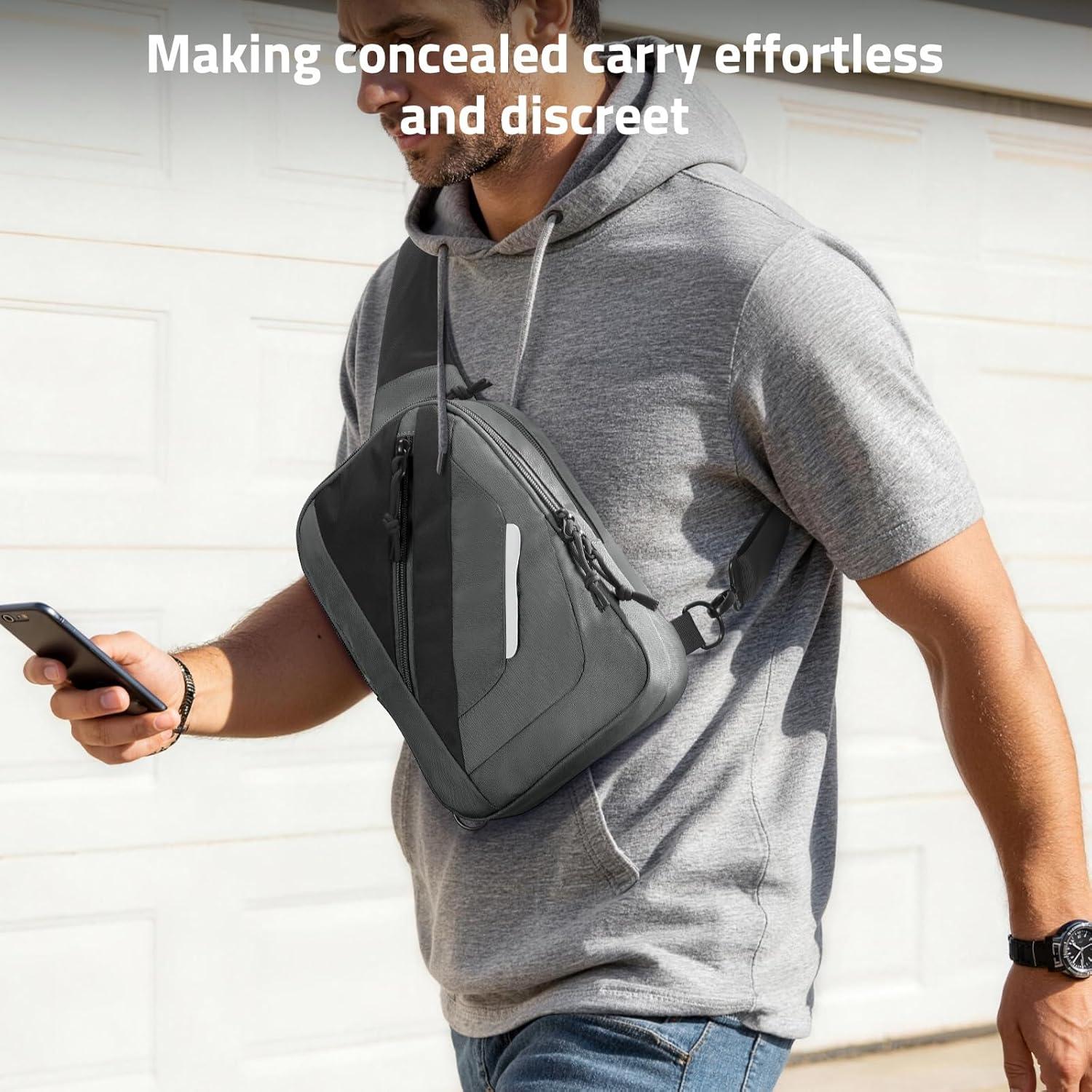 image:imageCVLIFE CCW Sling Bag for Men amp Women Tactical EDC Concealed Carry Chest Pack Quick Draw Concealment Purse Everyday Carry Crossbody Shoulder Bag for Travel Hiking Running amp Daily Use BlackGrey