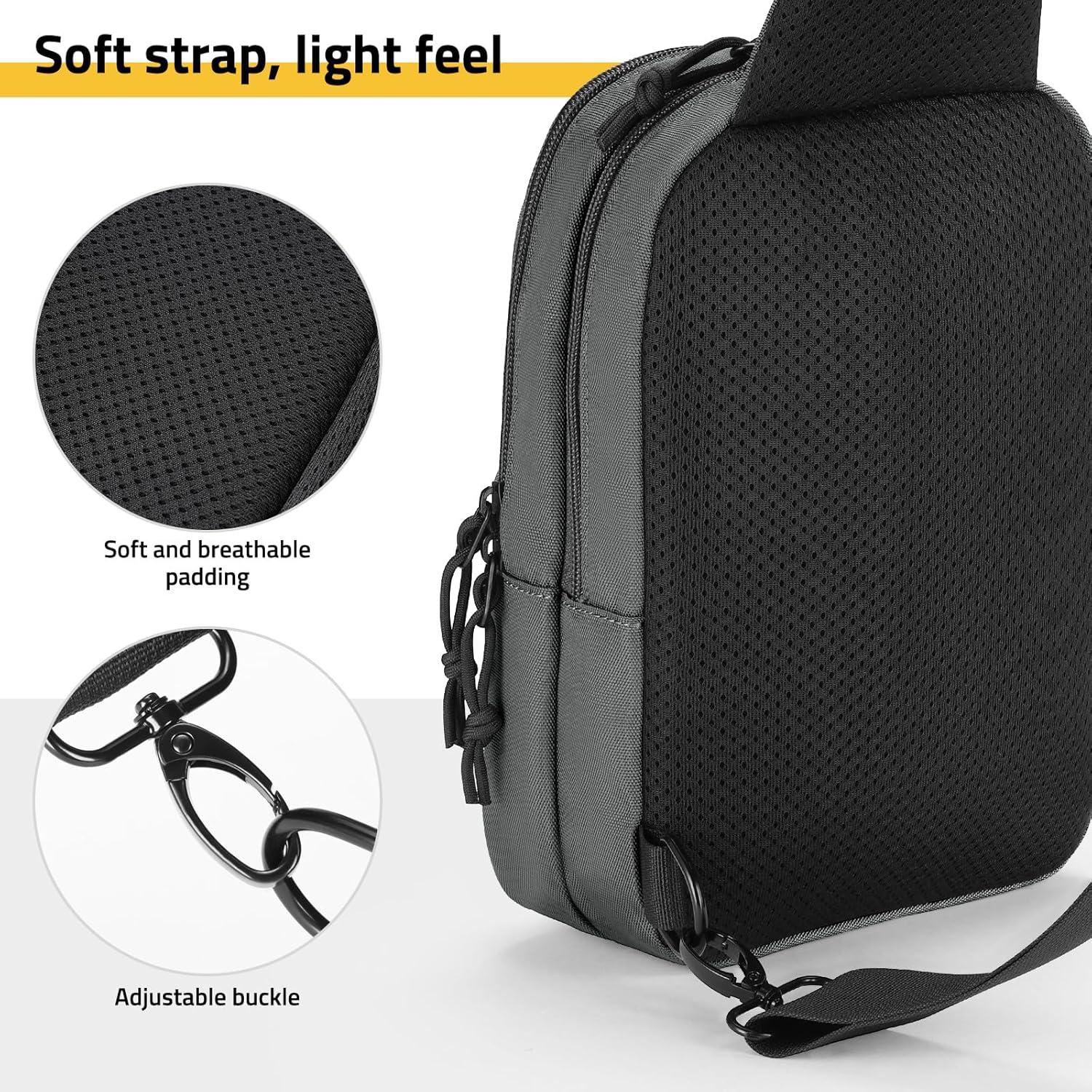 image:imageCVLIFE CCW Sling Bag for Men amp Women Tactical EDC Concealed Carry Chest Pack Quick Draw Concealment Purse Everyday Carry Crossbody Shoulder Bag for Travel Hiking Running amp Daily Use BlackGrey