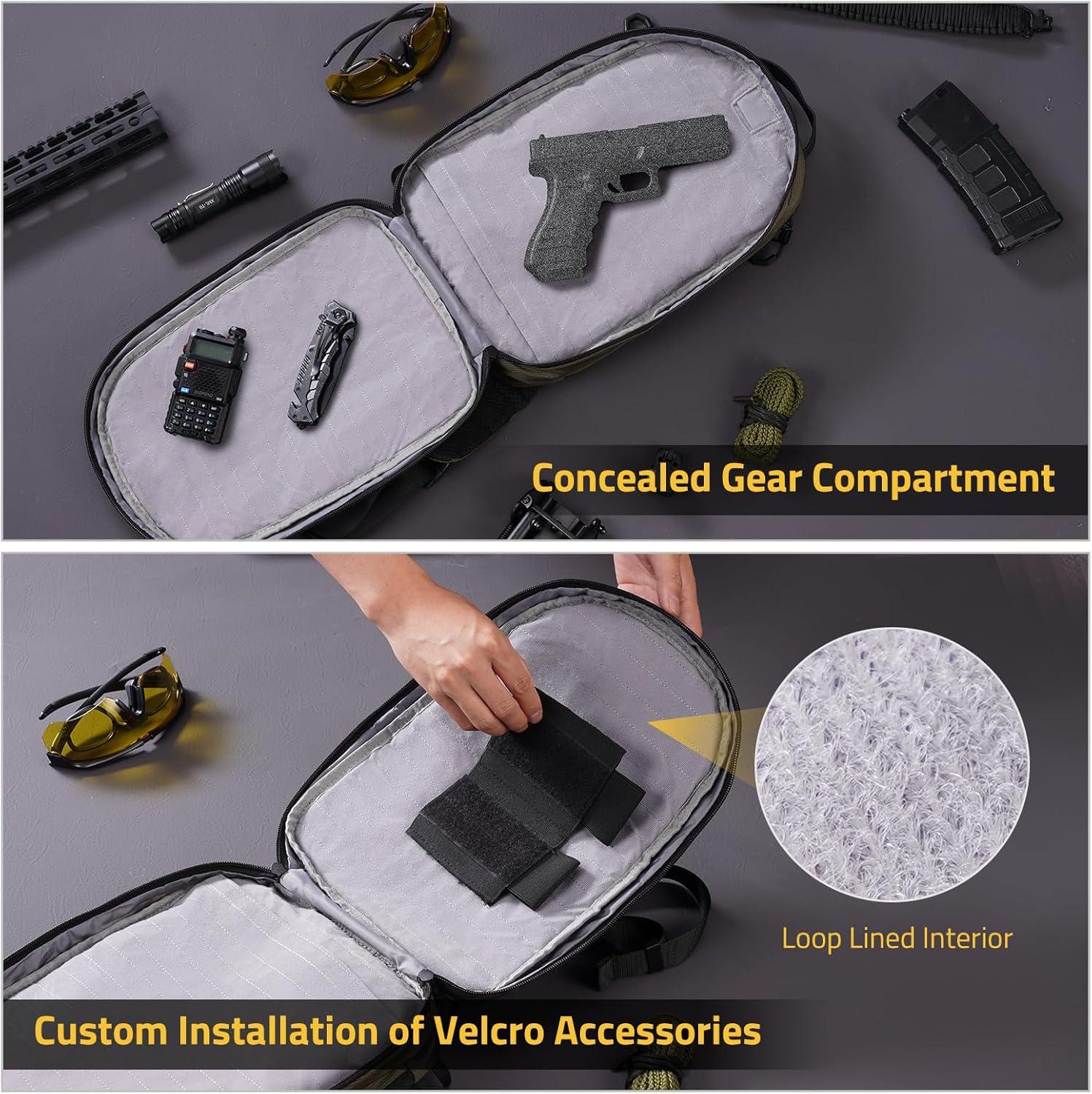 image:imageCVLIFE CCW Sling Bag with Ambidextrous DesignEDC Bag Sling Pack for Men Women Customizable Inner Liner Tactical Crossbody Backpack for Security Work Daily Commuting Cycling and Hiking BlackGreen