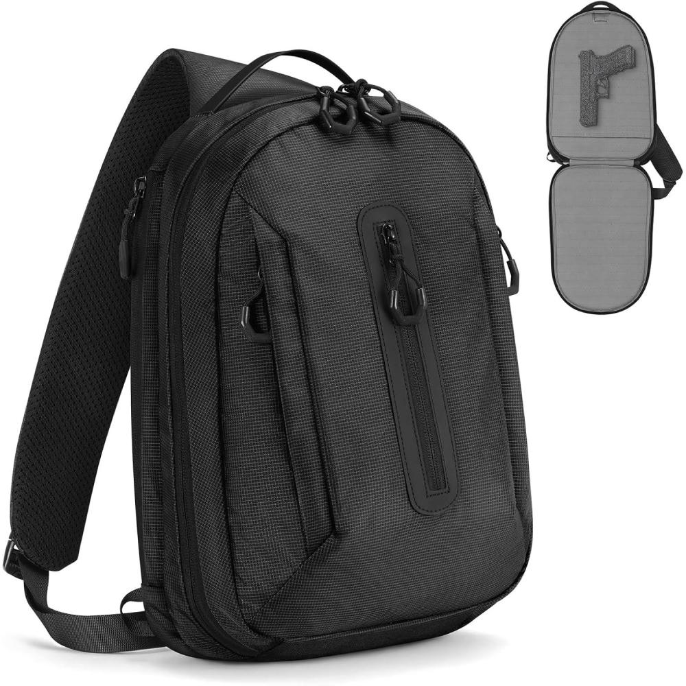 image:imageCVLIFE CCW Sling Bag with Ambidextrous DesignEDC Bag Sling Pack for Men Women Customizable Inner Liner Tactical Crossbody Backpack for Security Work Daily Commuting Cycling and Hiking BlackBlack