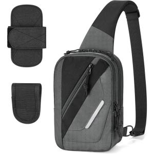 CVLIFE CCW Sling Bag for Men & Women, Tactical EDC Concealed Carry Chest Pack, Quick Draw Concealment Purse, Everyday Carry Crossbody Shoulder Bag for Travel, Hiking, Running & Daily Use, Black(Grey)