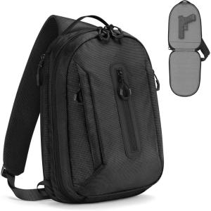 CVLIFE CCW Sling Bag with Ambidextrous Design，EDC Bag Sling Pack for Men Women, Customizable Inner Liner Tactical Crossbody Backpack for Security Work, Daily Commuting, Cycling and Hiking, Black(Black)