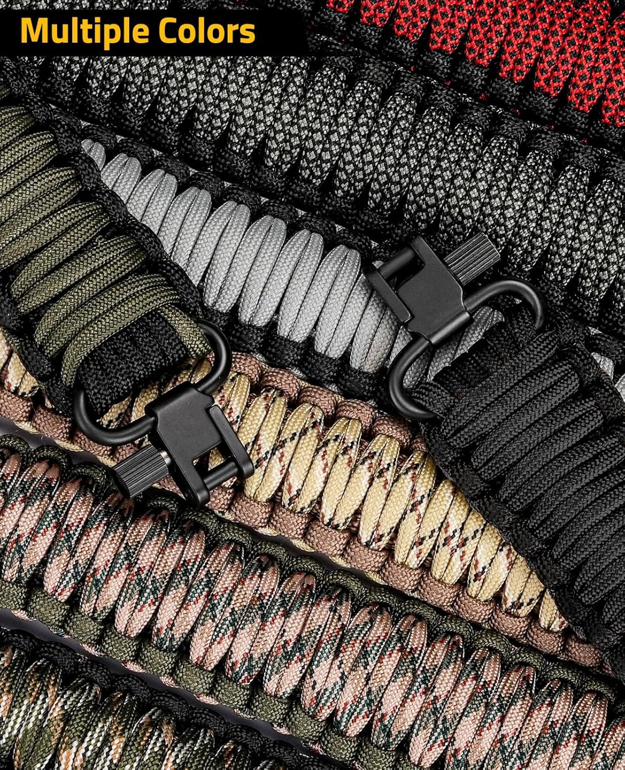 image:imageCVLIFE Rifle Sling Strap 550 Paracord 2 Point Sling with TriLock Swivel for Hunting and OutdoorCamo Grey