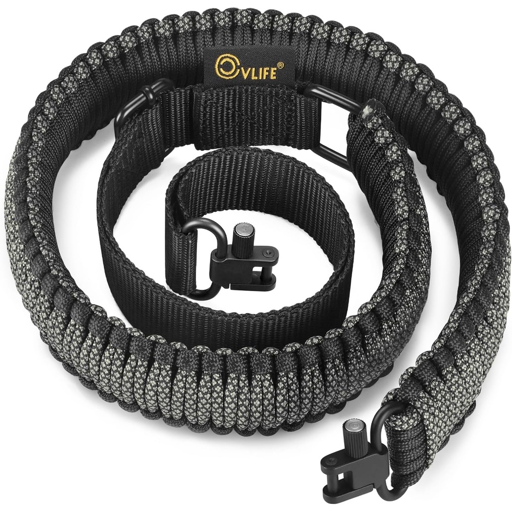 image:imageCVLIFE Rifle Sling Strap 550 Paracord 2 Point Sling with TriLock Swivel for Hunting and OutdoorCamo Grey