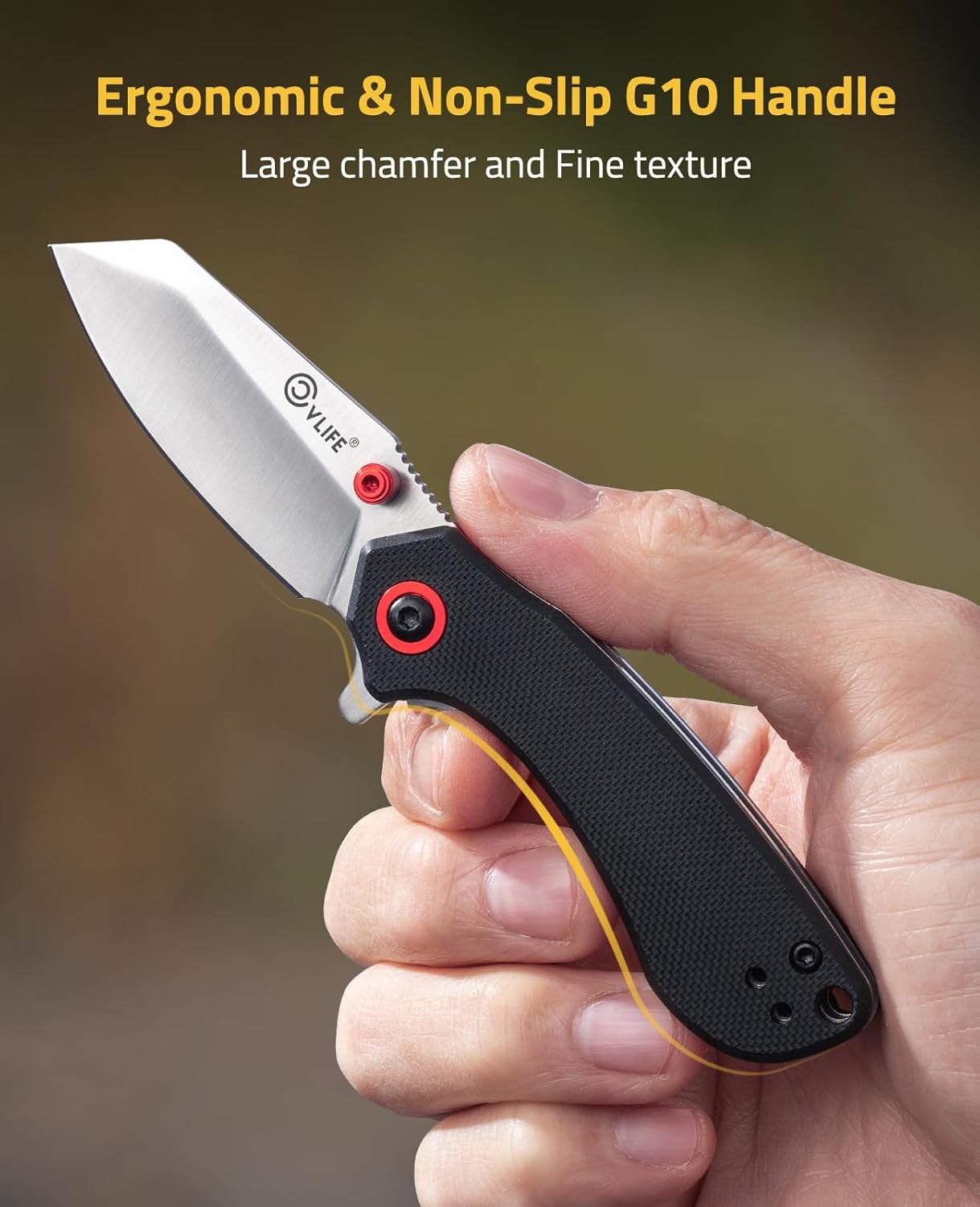 image:imageCVLIFE Pocket Folding Knife with 212 14C28N Stainless Steel Blade Ergonomic G10 Handle Small EDC Knives with Deep Reversible Clip LinerLock Flipper for Men Women Ideal for Outdoor Daily Camping Survival GreenBlack