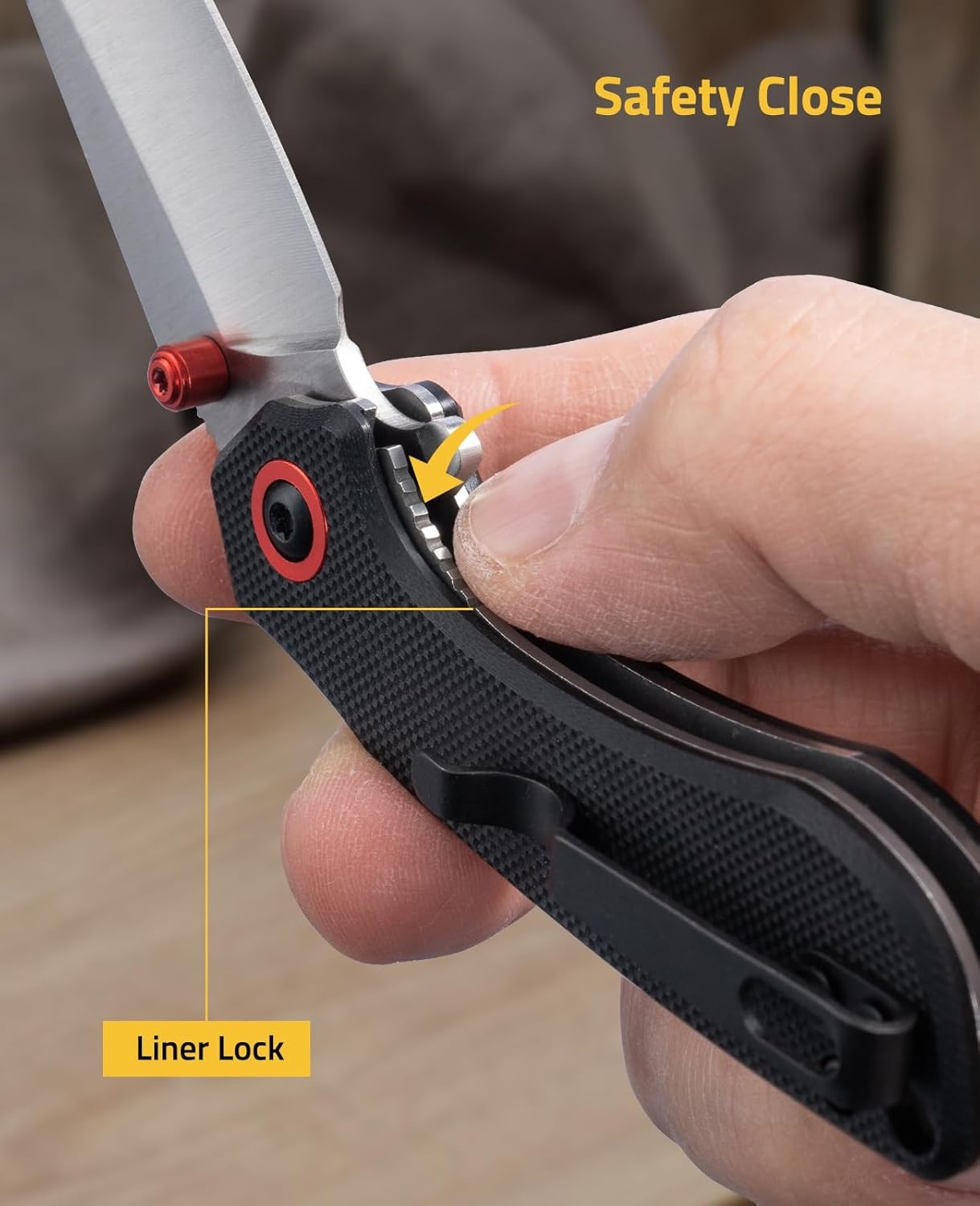 image:imageCVLIFE Pocket Folding Knife with 212 14C28N Stainless Steel Blade Ergonomic G10 Handle Small EDC Knives with Deep Reversible Clip LinerLock Flipper for Men Women Ideal for Outdoor Daily Camping Survival GreenBlack