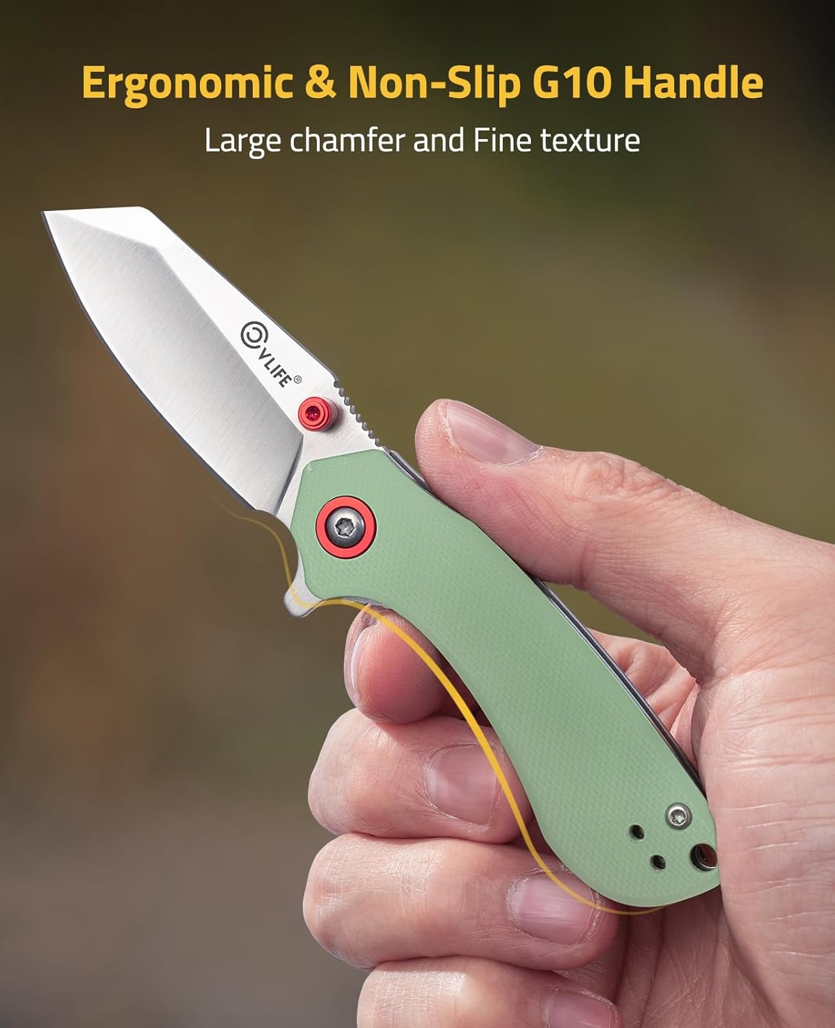 image:imageCVLIFE Pocket Folding Knife with 212 14C28N Stainless Steel Blade Ergonomic G10 Handle Small EDC Knives with Deep Reversible Clip LinerLock Flipper for Men Women Ideal for Outdoor Daily Camping Survival GreenGreen