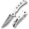CVLIFE Damascus Pocket Knife for Men, 3.26″ EDC Folding Knife Forged with 66-Layer VG10 Steel, Smooth Flipper Open Pocket Knives with G10 Handle for Camping Hiking Everyday Carry, White(White)